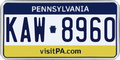 PA license plate KAW8960