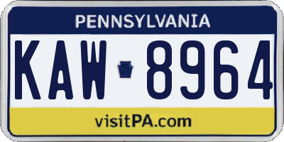 PA license plate KAW8964