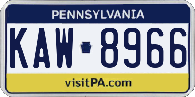 PA license plate KAW8966