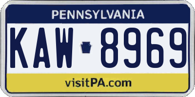 PA license plate KAW8969
