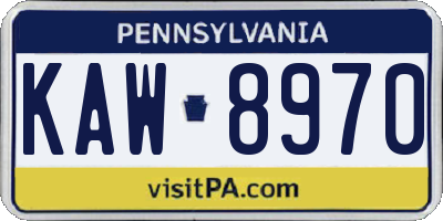 PA license plate KAW8970