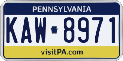 PA license plate KAW8971