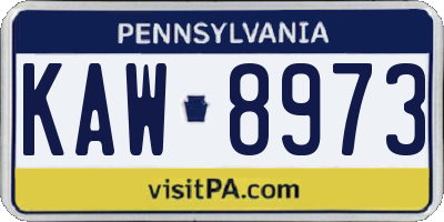 PA license plate KAW8973