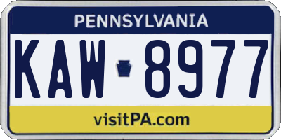 PA license plate KAW8977