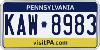 PA license plate KAW8983
