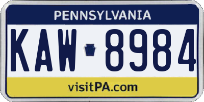 PA license plate KAW8984