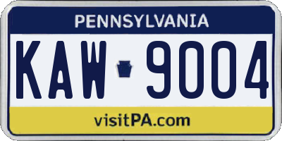 PA license plate KAW9004