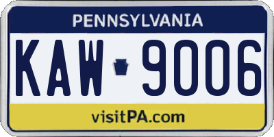 PA license plate KAW9006