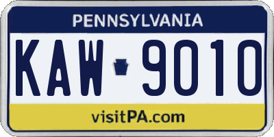 PA license plate KAW9010