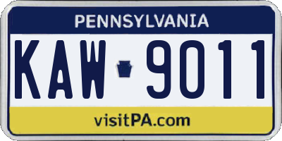 PA license plate KAW9011
