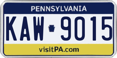 PA license plate KAW9015