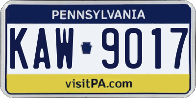 PA license plate KAW9017