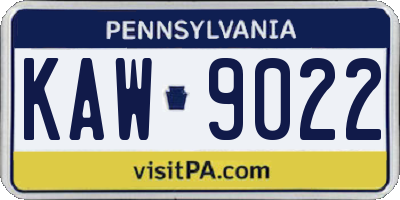 PA license plate KAW9022