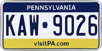 PA license plate KAW9026