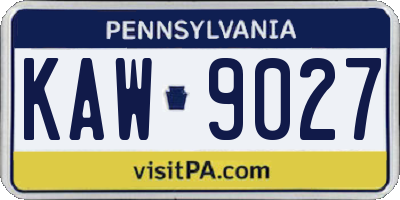 PA license plate KAW9027
