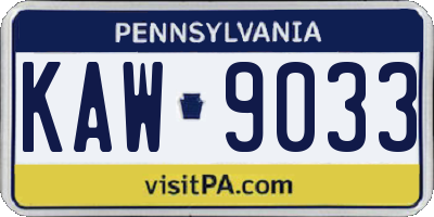 PA license plate KAW9033