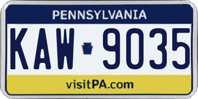 PA license plate KAW9035