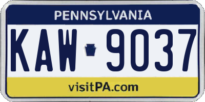 PA license plate KAW9037