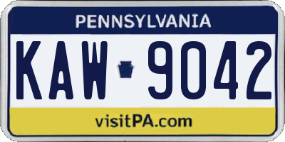PA license plate KAW9042