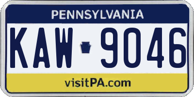 PA license plate KAW9046