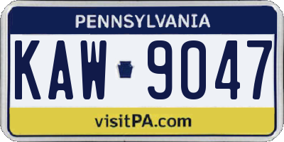 PA license plate KAW9047