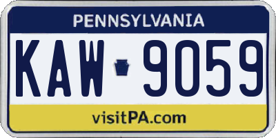 PA license plate KAW9059