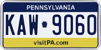 PA license plate KAW9060