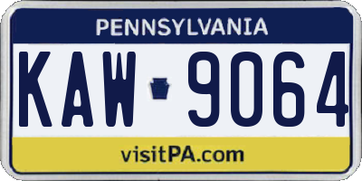 PA license plate KAW9064