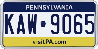 PA license plate KAW9065