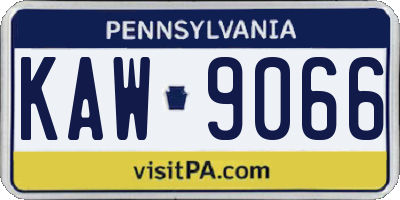 PA license plate KAW9066