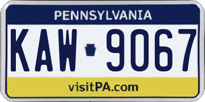 PA license plate KAW9067