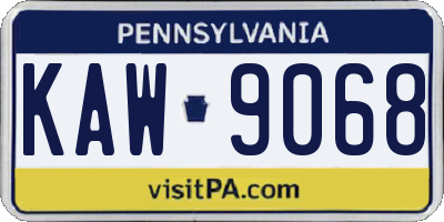 PA license plate KAW9068