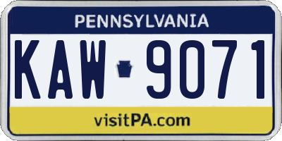 PA license plate KAW9071