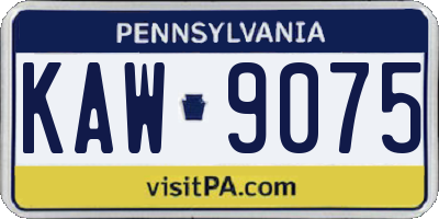 PA license plate KAW9075