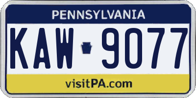 PA license plate KAW9077