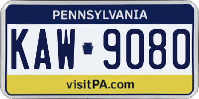 PA license plate KAW9080