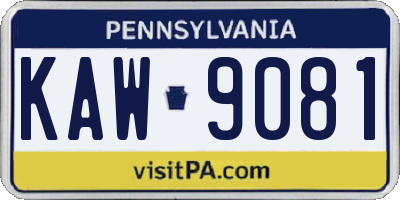 PA license plate KAW9081