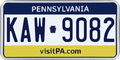 PA license plate KAW9082