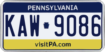 PA license plate KAW9086