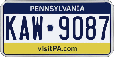 PA license plate KAW9087