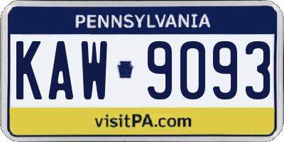 PA license plate KAW9093