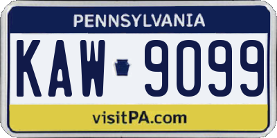 PA license plate KAW9099