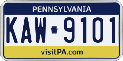PA license plate KAW9101