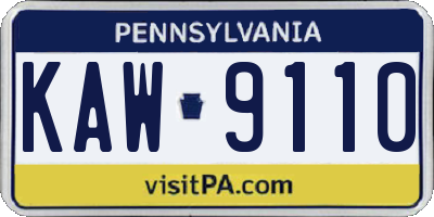 PA license plate KAW9110