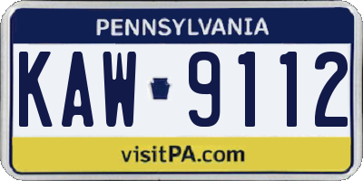 PA license plate KAW9112