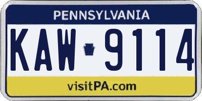 PA license plate KAW9114