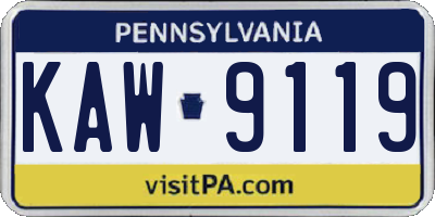 PA license plate KAW9119