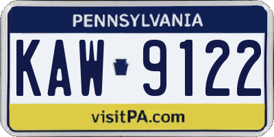 PA license plate KAW9122