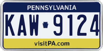 PA license plate KAW9124