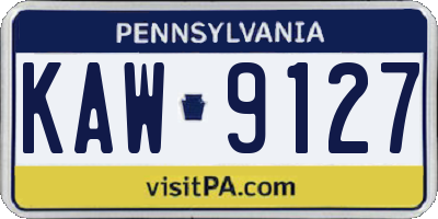 PA license plate KAW9127